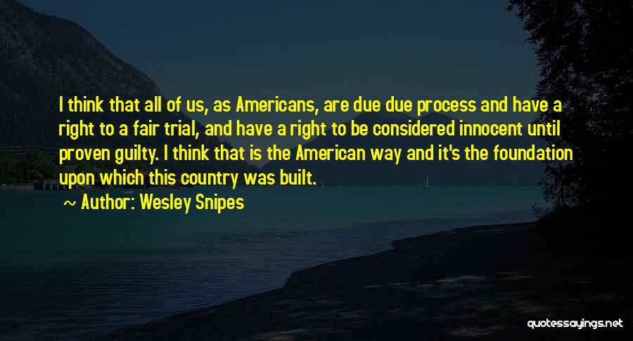 Wesley Snipes Quotes: I Think That All Of Us, As Americans, Are Due Due Process And Have A Right To A Fair Trial,