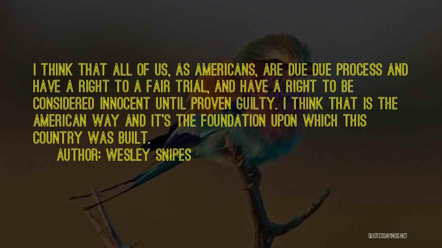 Wesley Snipes Quotes: I Think That All Of Us, As Americans, Are Due Due Process And Have A Right To A Fair Trial,