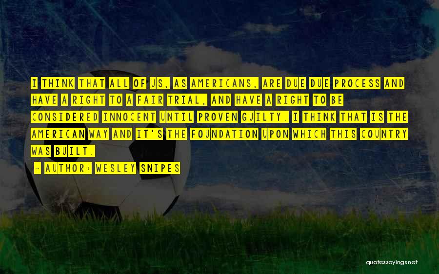 Wesley Snipes Quotes: I Think That All Of Us, As Americans, Are Due Due Process And Have A Right To A Fair Trial,