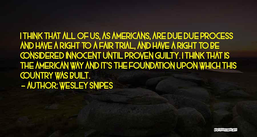 Wesley Snipes Quotes: I Think That All Of Us, As Americans, Are Due Due Process And Have A Right To A Fair Trial,