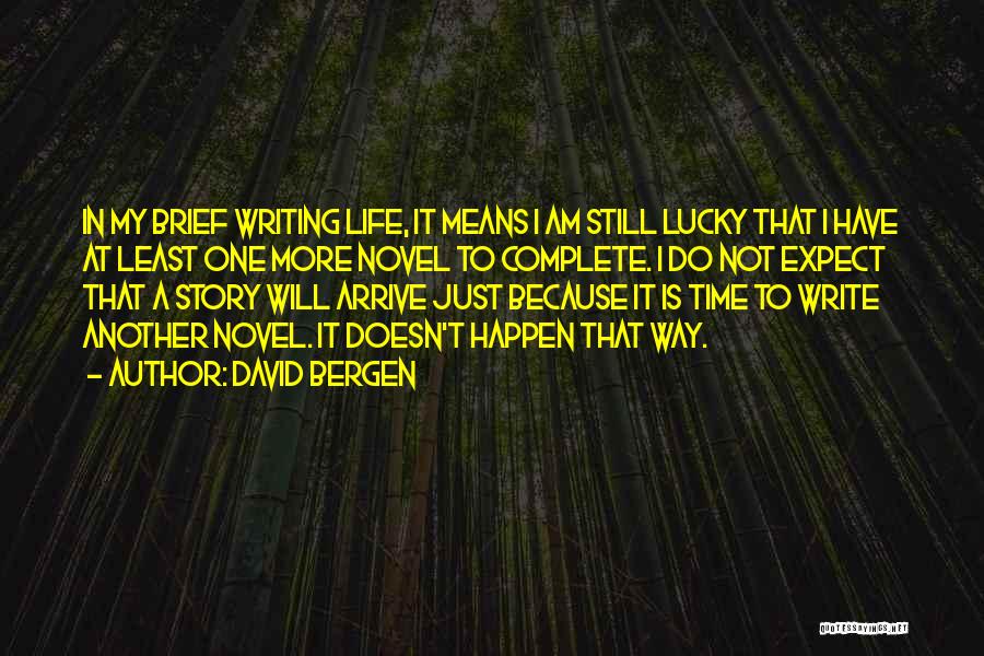 David Bergen Quotes: In My Brief Writing Life, It Means I Am Still Lucky That I Have At Least One More Novel To