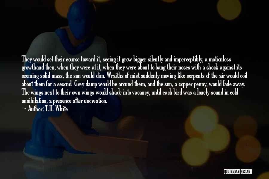 T.H. White Quotes: They Would Set Their Course Toward It, Seeing It Grow Bigger Silently And Imperceptibly, A Motionless Growthand Then, When They