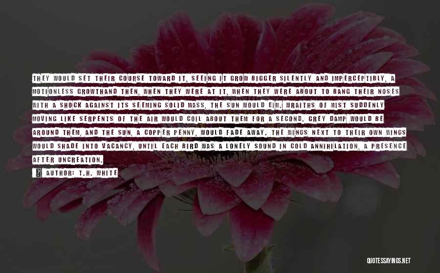 T.H. White Quotes: They Would Set Their Course Toward It, Seeing It Grow Bigger Silently And Imperceptibly, A Motionless Growthand Then, When They