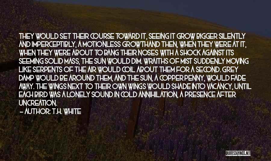 T.H. White Quotes: They Would Set Their Course Toward It, Seeing It Grow Bigger Silently And Imperceptibly, A Motionless Growthand Then, When They