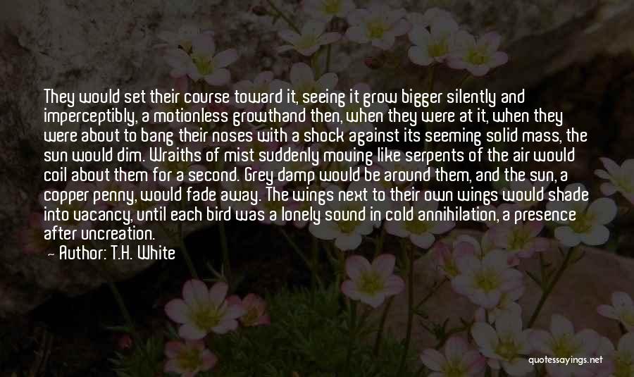 T.H. White Quotes: They Would Set Their Course Toward It, Seeing It Grow Bigger Silently And Imperceptibly, A Motionless Growthand Then, When They