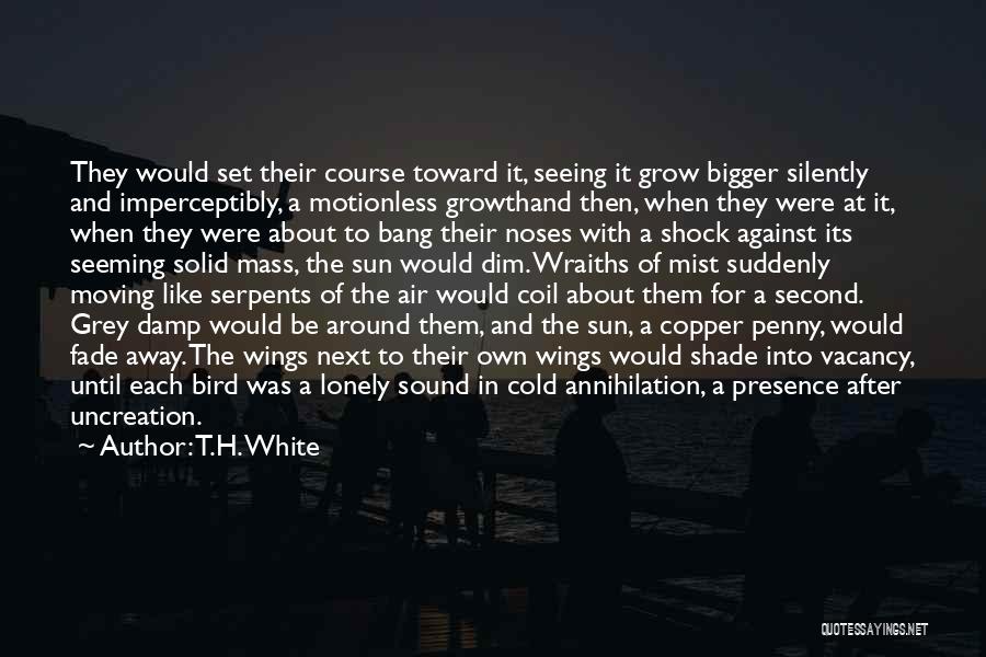 T.H. White Quotes: They Would Set Their Course Toward It, Seeing It Grow Bigger Silently And Imperceptibly, A Motionless Growthand Then, When They