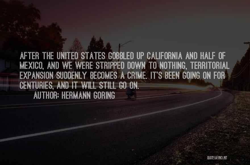 Hermann Goring Quotes: After The United States Gobbled Up California And Half Of Mexico, And We Were Stripped Down To Nothing, Territorial Expansion