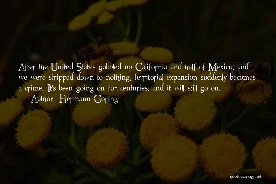 Hermann Goring Quotes: After The United States Gobbled Up California And Half Of Mexico, And We Were Stripped Down To Nothing, Territorial Expansion