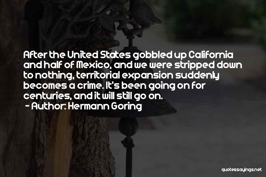 Hermann Goring Quotes: After The United States Gobbled Up California And Half Of Mexico, And We Were Stripped Down To Nothing, Territorial Expansion