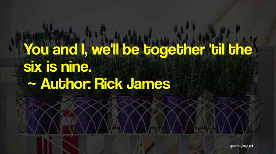 Rick James Quotes: You And I, We'll Be Together 'til The Six Is Nine.