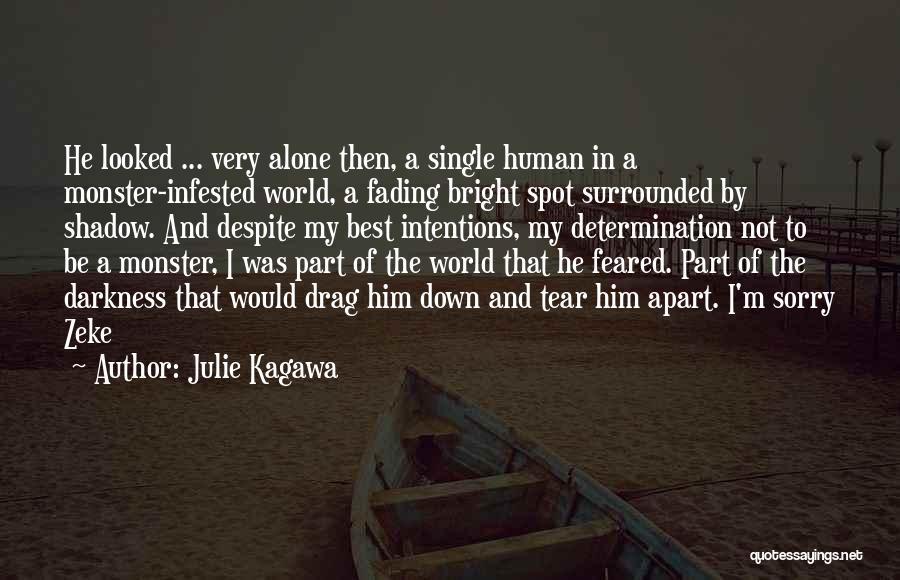 Julie Kagawa Quotes: He Looked ... Very Alone Then, A Single Human In A Monster-infested World, A Fading Bright Spot Surrounded By Shadow.