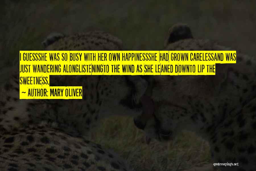 Mary Oliver Quotes: I Guessshe Was So Busy With Her Own Happinessshe Had Grown Carelessand Was Just Wandering Alonglisteningto The Wind As She