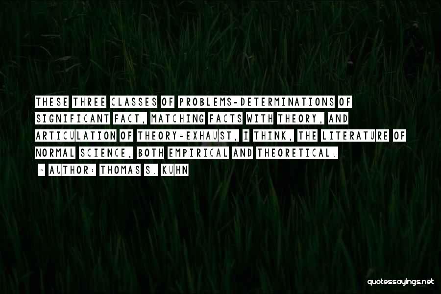 Thomas S. Kuhn Quotes: These Three Classes Of Problems-determinations Of Significant Fact, Matching Facts With Theory, And Articulation Of Theory-exhaust, I Think, The Literature