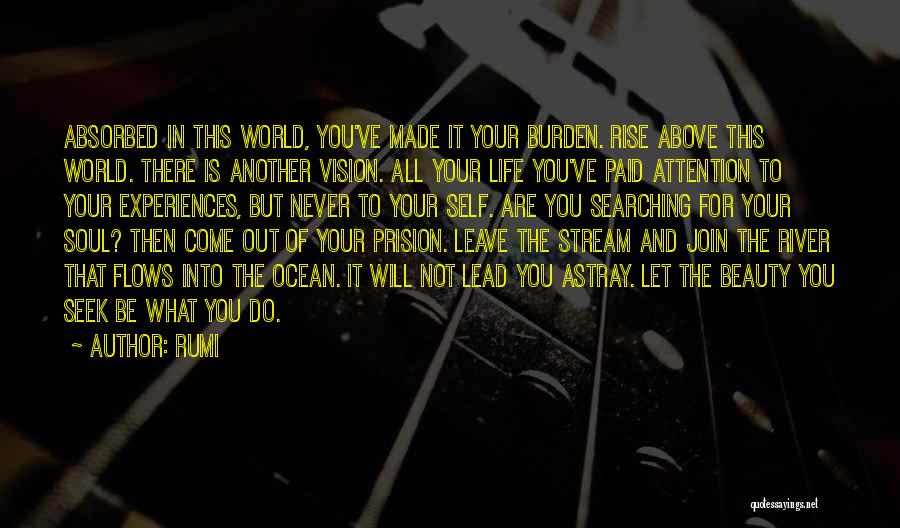 Rumi Quotes: Absorbed In This World, You've Made It Your Burden. Rise Above This World. There Is Another Vision. All Your Life