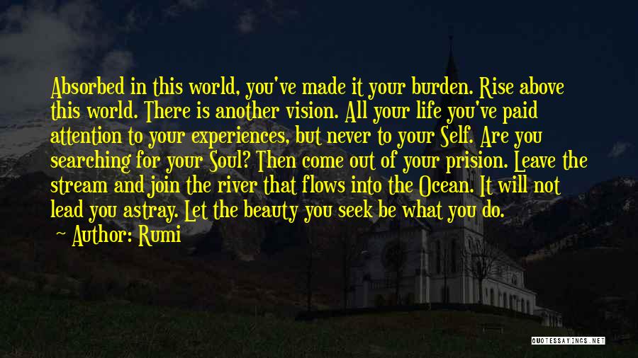 Rumi Quotes: Absorbed In This World, You've Made It Your Burden. Rise Above This World. There Is Another Vision. All Your Life