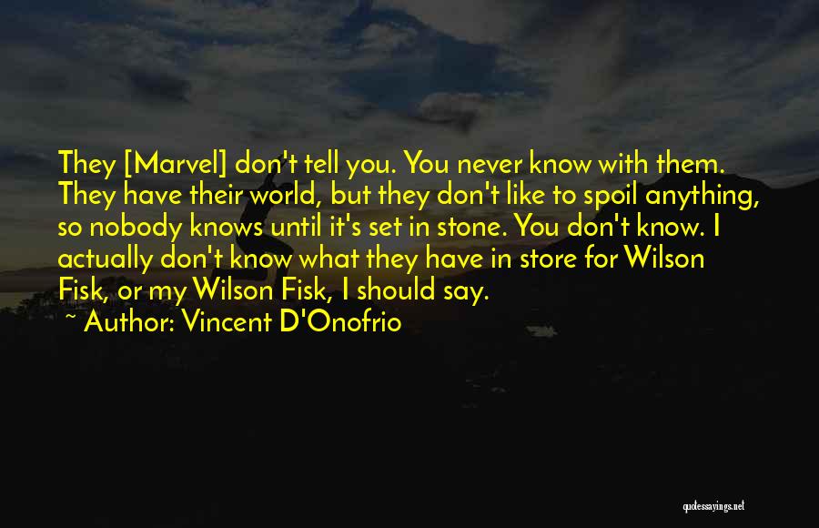 Vincent D'Onofrio Quotes: They [marvel] Don't Tell You. You Never Know With Them. They Have Their World, But They Don't Like To Spoil