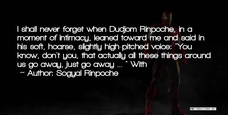 Sogyal Rinpoche Quotes: I Shall Never Forget When Dudjom Rinpoche, In A Moment Of Intimacy, Leaned Toward Me And Said In His Soft,