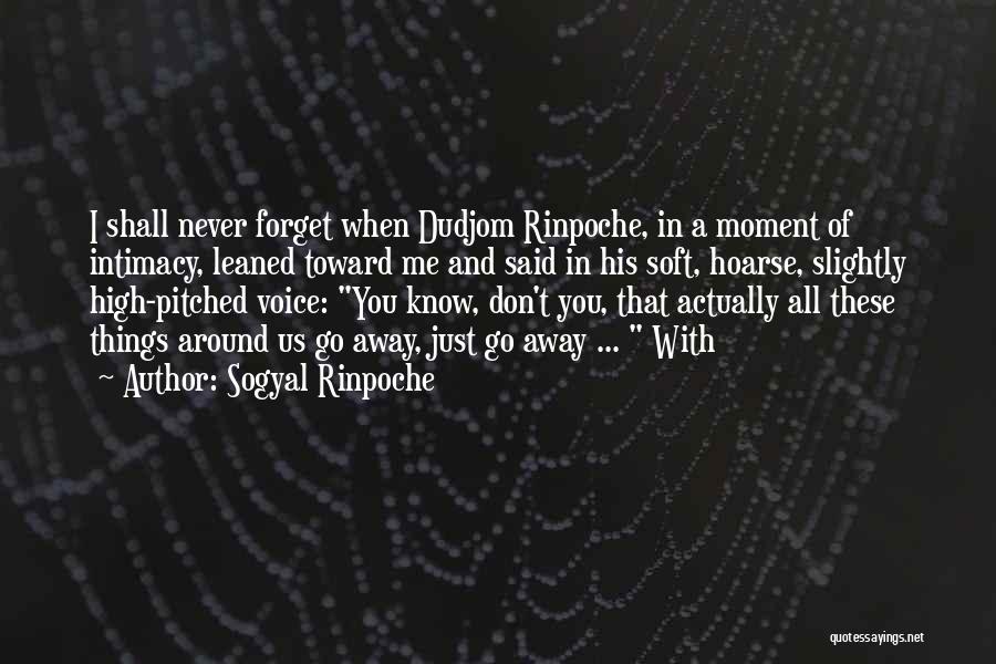 Sogyal Rinpoche Quotes: I Shall Never Forget When Dudjom Rinpoche, In A Moment Of Intimacy, Leaned Toward Me And Said In His Soft,