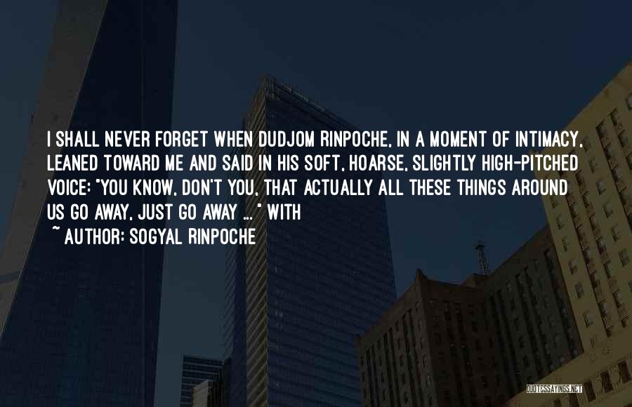 Sogyal Rinpoche Quotes: I Shall Never Forget When Dudjom Rinpoche, In A Moment Of Intimacy, Leaned Toward Me And Said In His Soft,