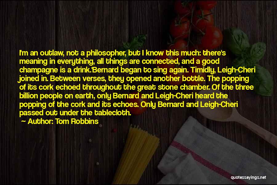 Tom Robbins Quotes: I'm An Outlaw, Not A Philosopher, But I Know This Much: There's Meaning In Everything, All Things Are Connected, And