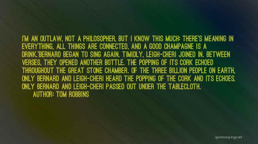 Tom Robbins Quotes: I'm An Outlaw, Not A Philosopher, But I Know This Much: There's Meaning In Everything, All Things Are Connected, And