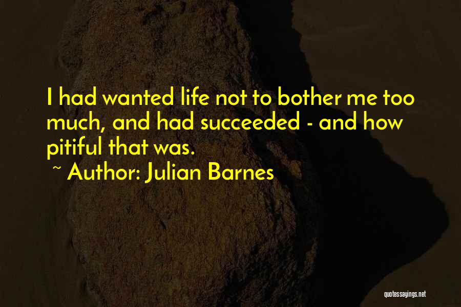 Julian Barnes Quotes: I Had Wanted Life Not To Bother Me Too Much, And Had Succeeded - And How Pitiful That Was.