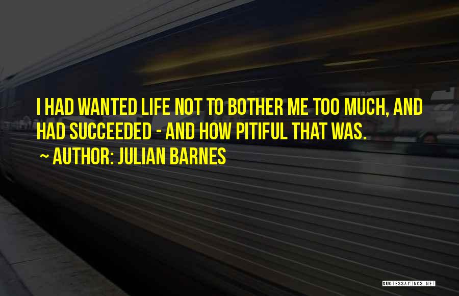 Julian Barnes Quotes: I Had Wanted Life Not To Bother Me Too Much, And Had Succeeded - And How Pitiful That Was.