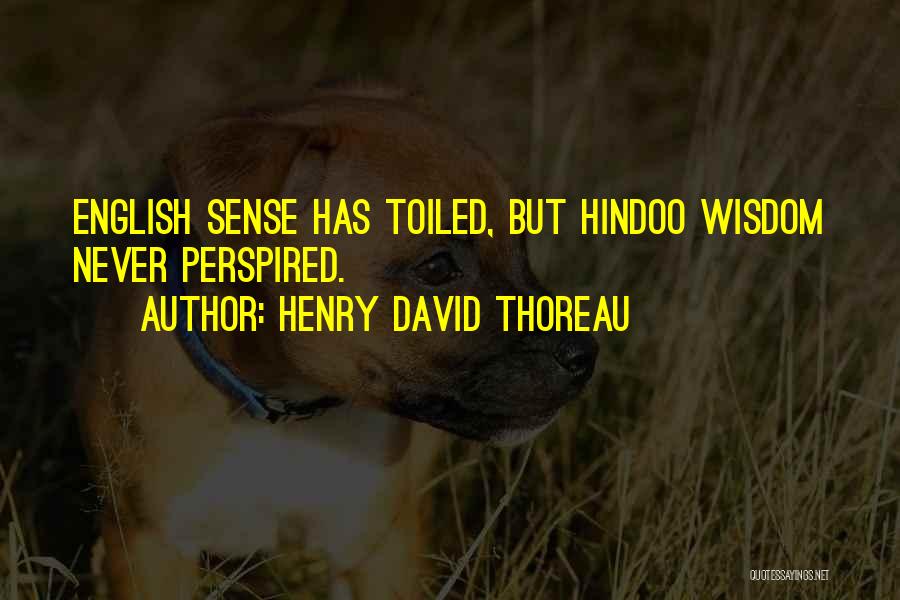 Henry David Thoreau Quotes: English Sense Has Toiled, But Hindoo Wisdom Never Perspired.