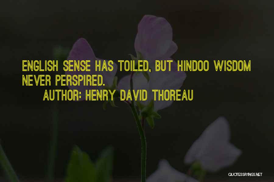 Henry David Thoreau Quotes: English Sense Has Toiled, But Hindoo Wisdom Never Perspired.