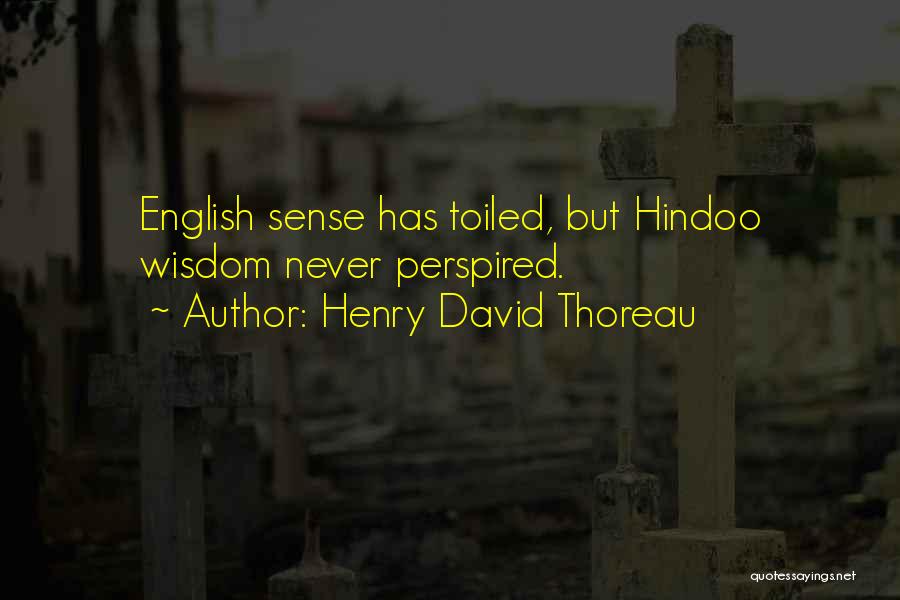 Henry David Thoreau Quotes: English Sense Has Toiled, But Hindoo Wisdom Never Perspired.