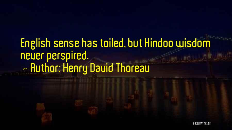 Henry David Thoreau Quotes: English Sense Has Toiled, But Hindoo Wisdom Never Perspired.