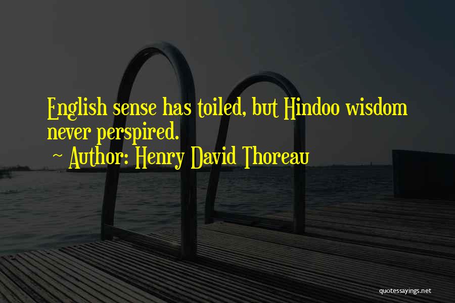 Henry David Thoreau Quotes: English Sense Has Toiled, But Hindoo Wisdom Never Perspired.