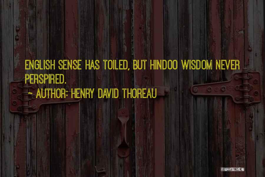 Henry David Thoreau Quotes: English Sense Has Toiled, But Hindoo Wisdom Never Perspired.