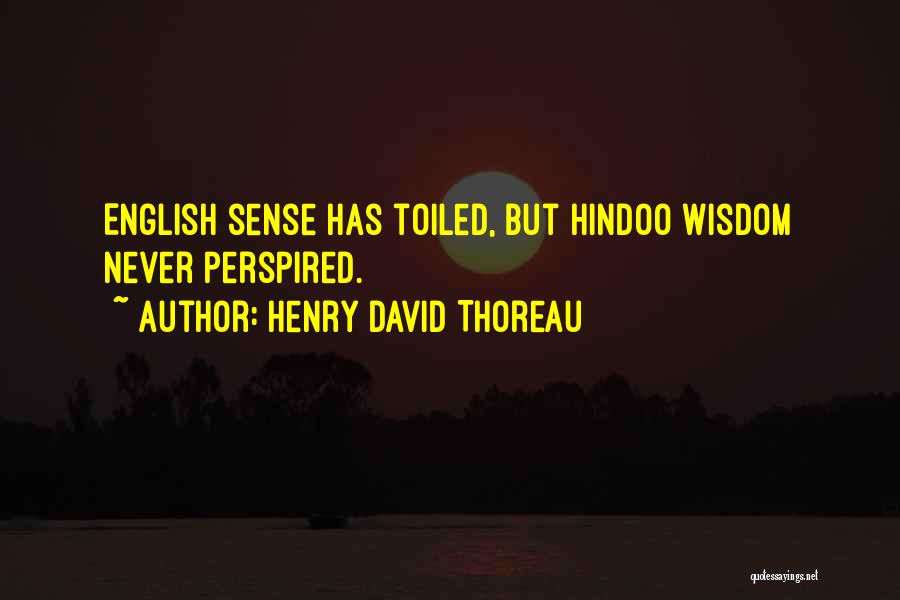 Henry David Thoreau Quotes: English Sense Has Toiled, But Hindoo Wisdom Never Perspired.