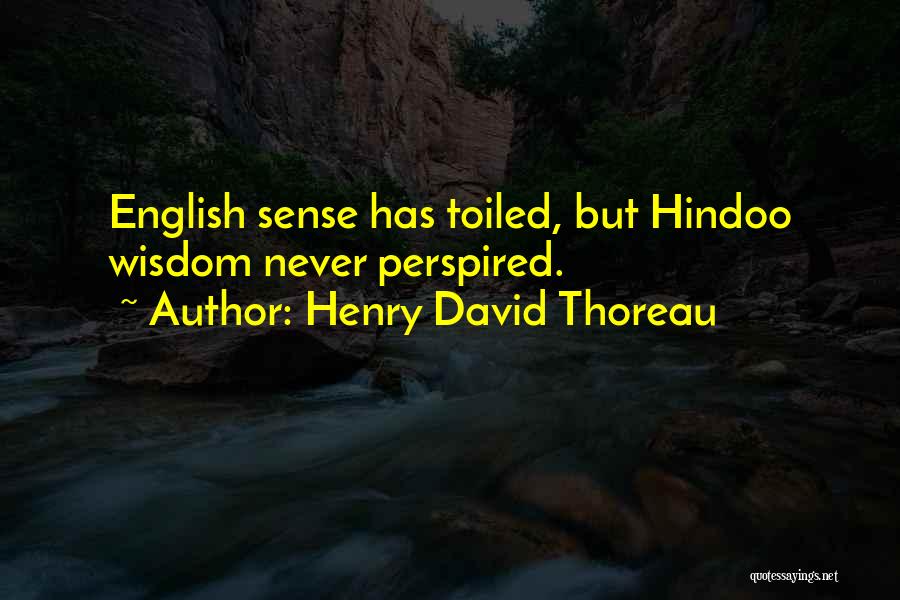 Henry David Thoreau Quotes: English Sense Has Toiled, But Hindoo Wisdom Never Perspired.
