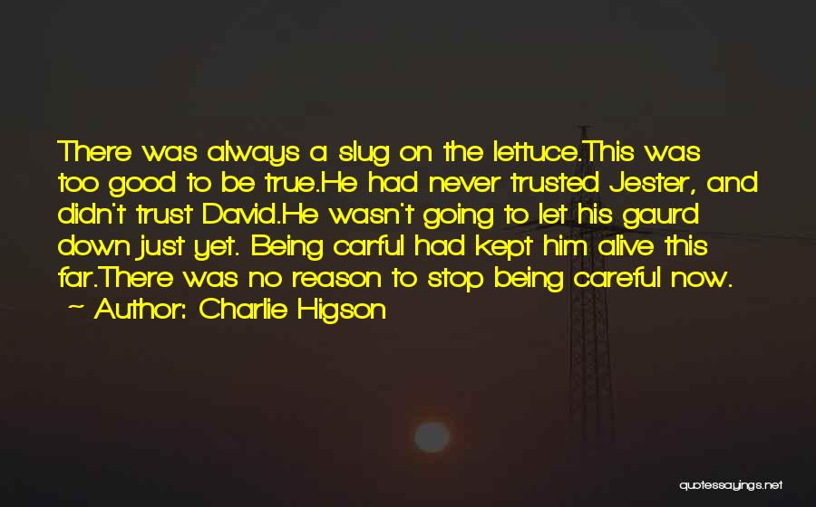 Charlie Higson Quotes: There Was Always A Slug On The Lettuce.this Was Too Good To Be True.he Had Never Trusted Jester, And Didn't