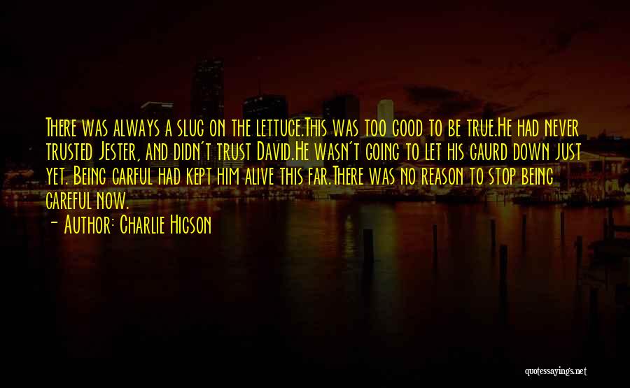 Charlie Higson Quotes: There Was Always A Slug On The Lettuce.this Was Too Good To Be True.he Had Never Trusted Jester, And Didn't