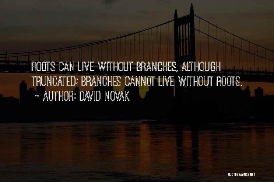 David Novak Quotes: Roots Can Live Without Branches, Although Truncated; Branches Cannot Live Without Roots.