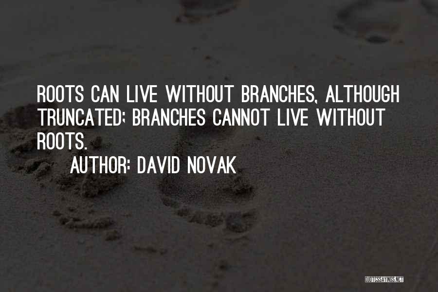 David Novak Quotes: Roots Can Live Without Branches, Although Truncated; Branches Cannot Live Without Roots.