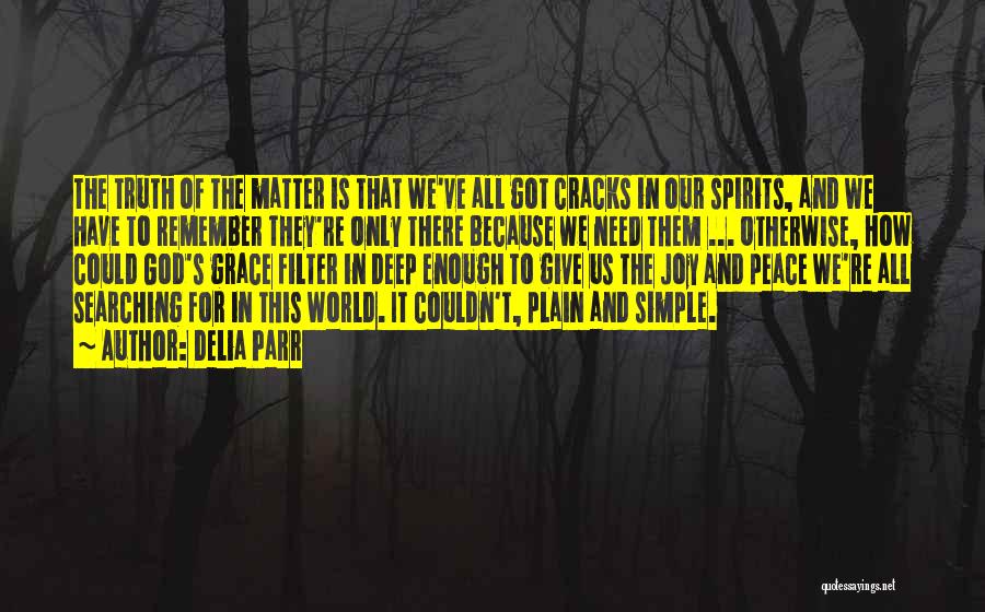 Delia Parr Quotes: The Truth Of The Matter Is That We've All Got Cracks In Our Spirits, And We Have To Remember They're