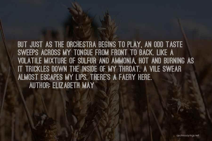 Elizabeth May Quotes: But Just As The Orchestra Begins To Play, An Odd Taste Sweeps Across My Tongue From Front To Back. Like