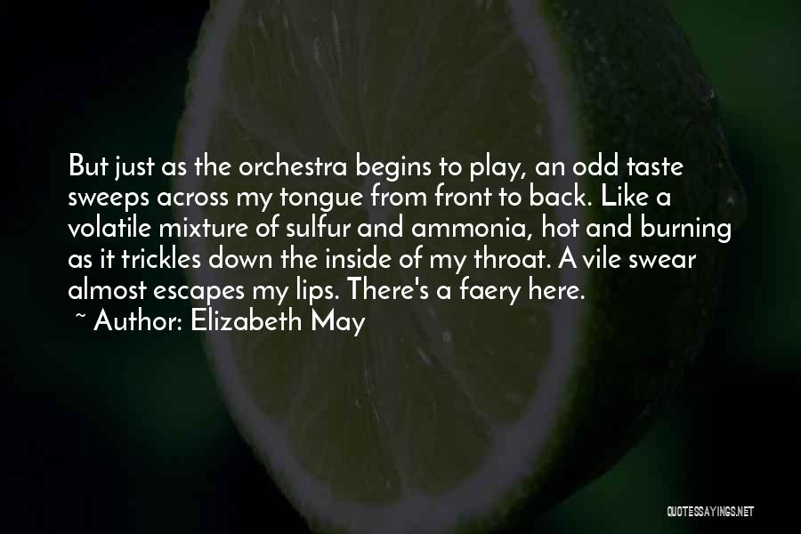 Elizabeth May Quotes: But Just As The Orchestra Begins To Play, An Odd Taste Sweeps Across My Tongue From Front To Back. Like