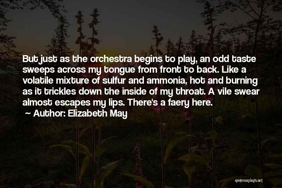 Elizabeth May Quotes: But Just As The Orchestra Begins To Play, An Odd Taste Sweeps Across My Tongue From Front To Back. Like