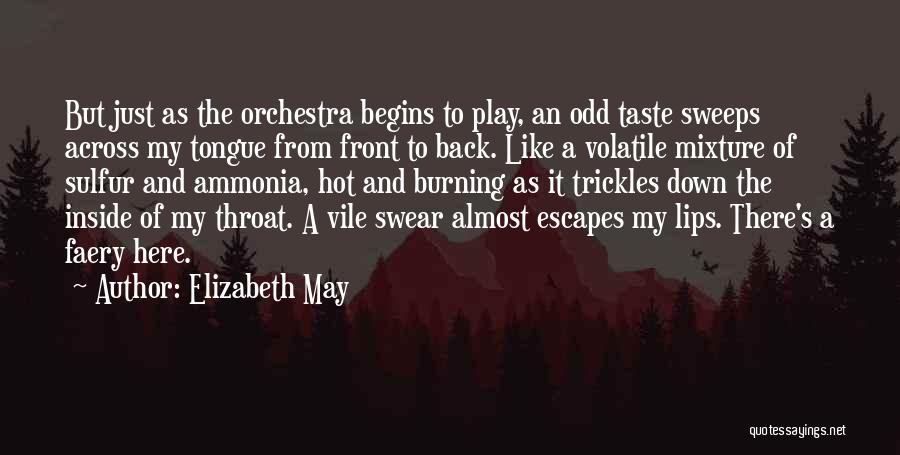 Elizabeth May Quotes: But Just As The Orchestra Begins To Play, An Odd Taste Sweeps Across My Tongue From Front To Back. Like