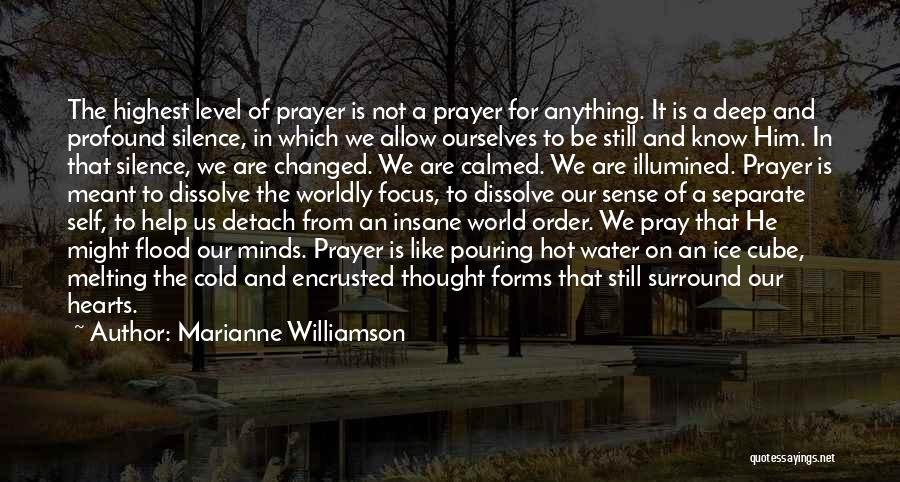 Marianne Williamson Quotes: The Highest Level Of Prayer Is Not A Prayer For Anything. It Is A Deep And Profound Silence, In Which