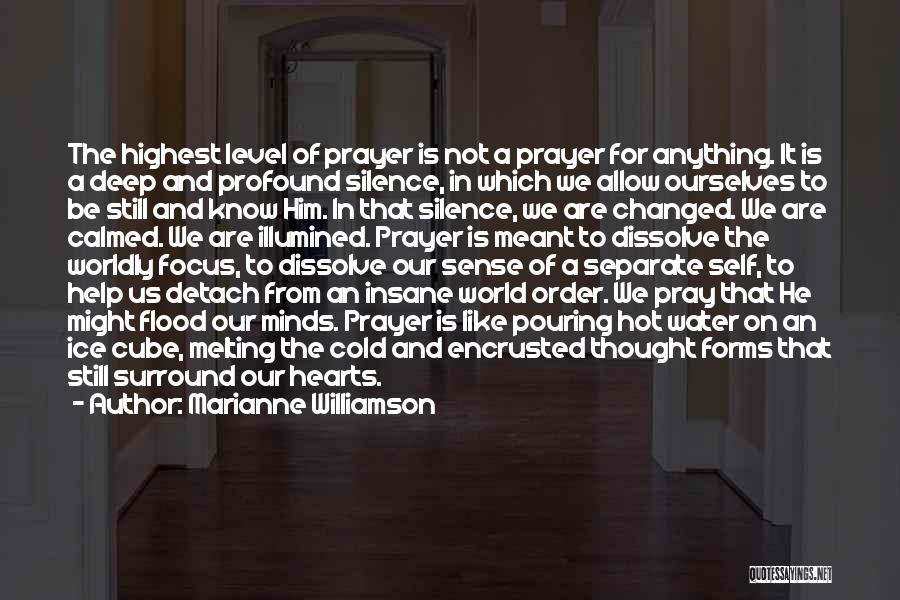 Marianne Williamson Quotes: The Highest Level Of Prayer Is Not A Prayer For Anything. It Is A Deep And Profound Silence, In Which