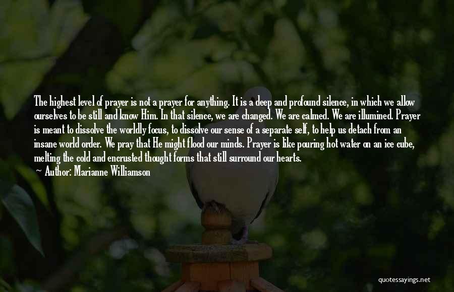 Marianne Williamson Quotes: The Highest Level Of Prayer Is Not A Prayer For Anything. It Is A Deep And Profound Silence, In Which