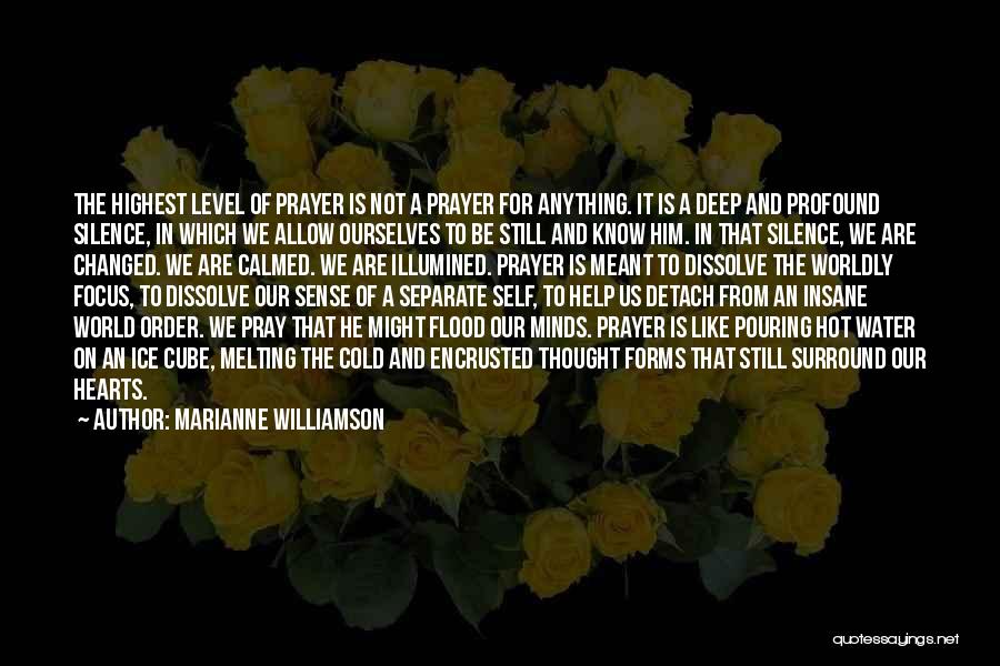 Marianne Williamson Quotes: The Highest Level Of Prayer Is Not A Prayer For Anything. It Is A Deep And Profound Silence, In Which