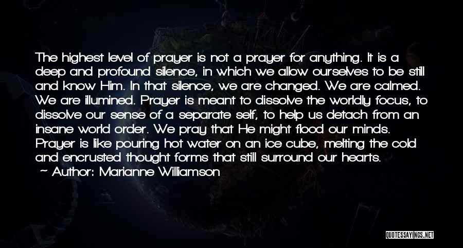 Marianne Williamson Quotes: The Highest Level Of Prayer Is Not A Prayer For Anything. It Is A Deep And Profound Silence, In Which