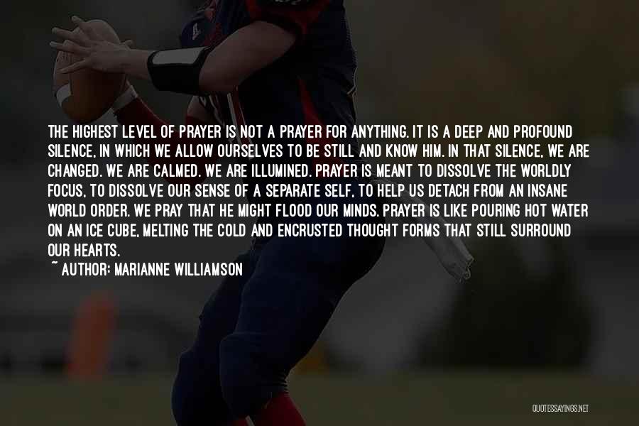 Marianne Williamson Quotes: The Highest Level Of Prayer Is Not A Prayer For Anything. It Is A Deep And Profound Silence, In Which